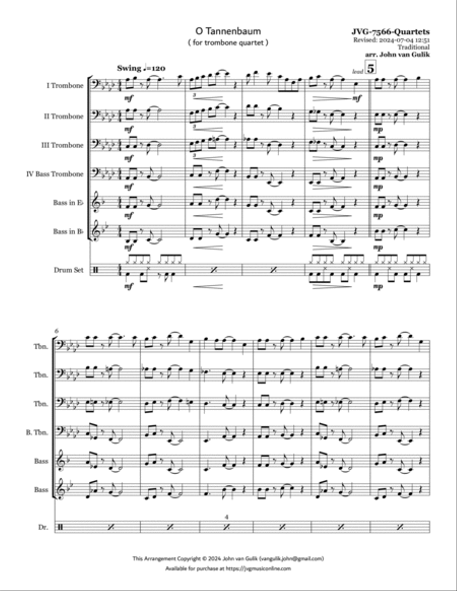 O Tannenbaum - Trombone Quartet Trombone Quartet scores gallery preview page 2