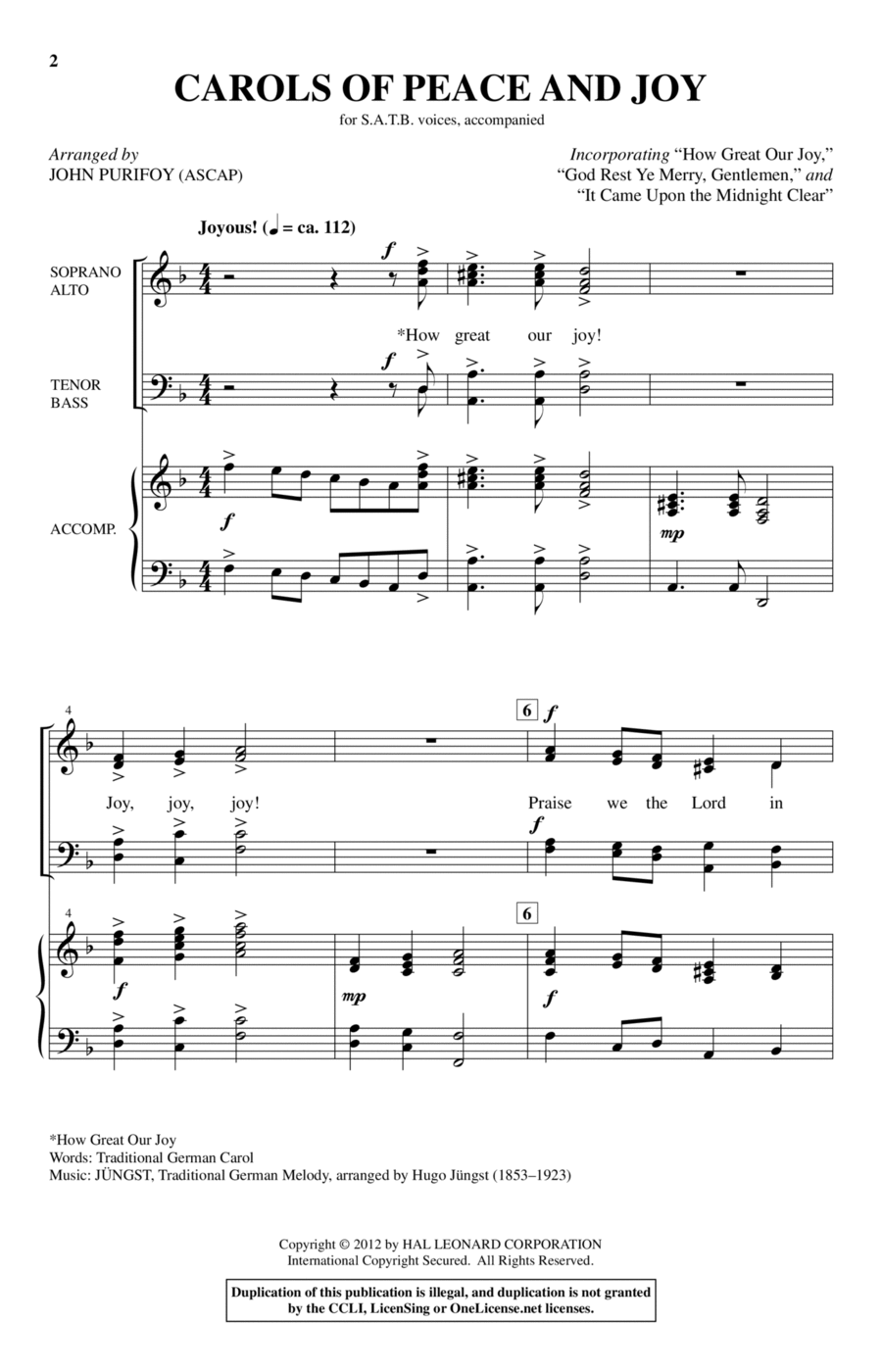 Carols Of Peace And Joy 4-Part scores gallery preview page 1
