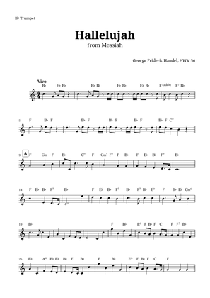 Book cover for Hallelujah by Handel for Trumpet with Chords