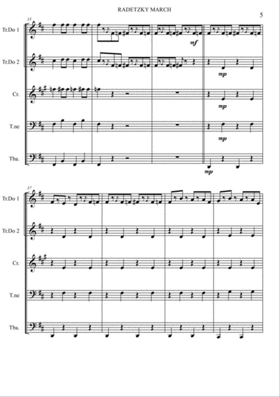 RADETZKY MARCH by J. Strauss Brass Ensemble scores gallery preview page 6