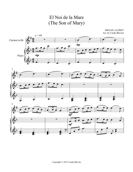 The Son of Mary, for Piano and Clarinet image number null