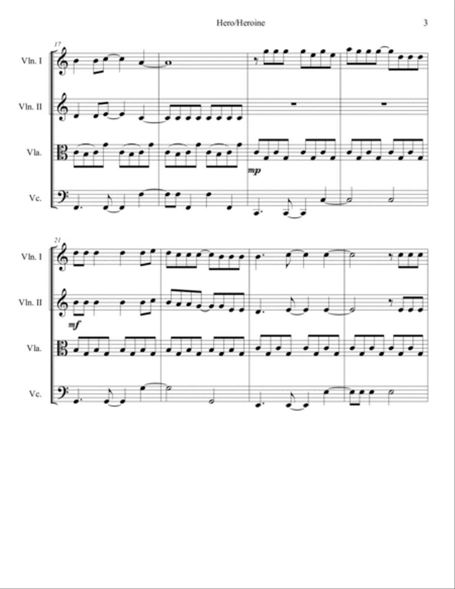 Hero/heroine String Quartet scores gallery preview page 4