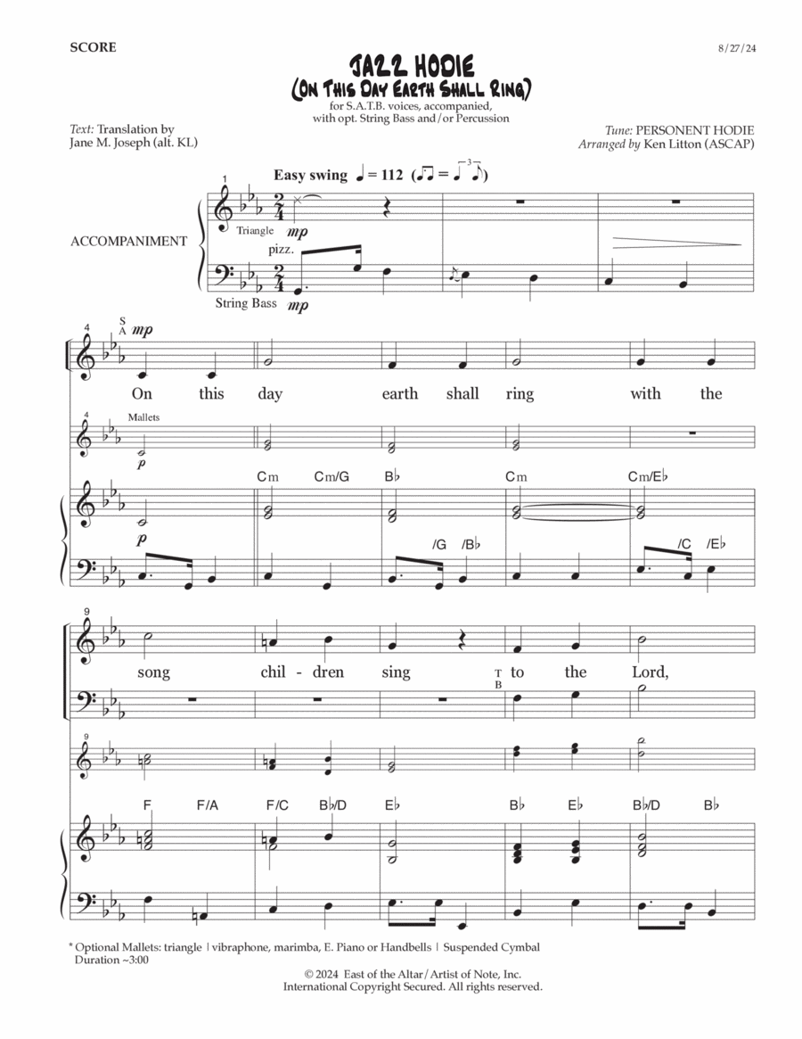 Jazz Hodie (On This Day Earth Shall Ring) 4-Part scores gallery preview page 1