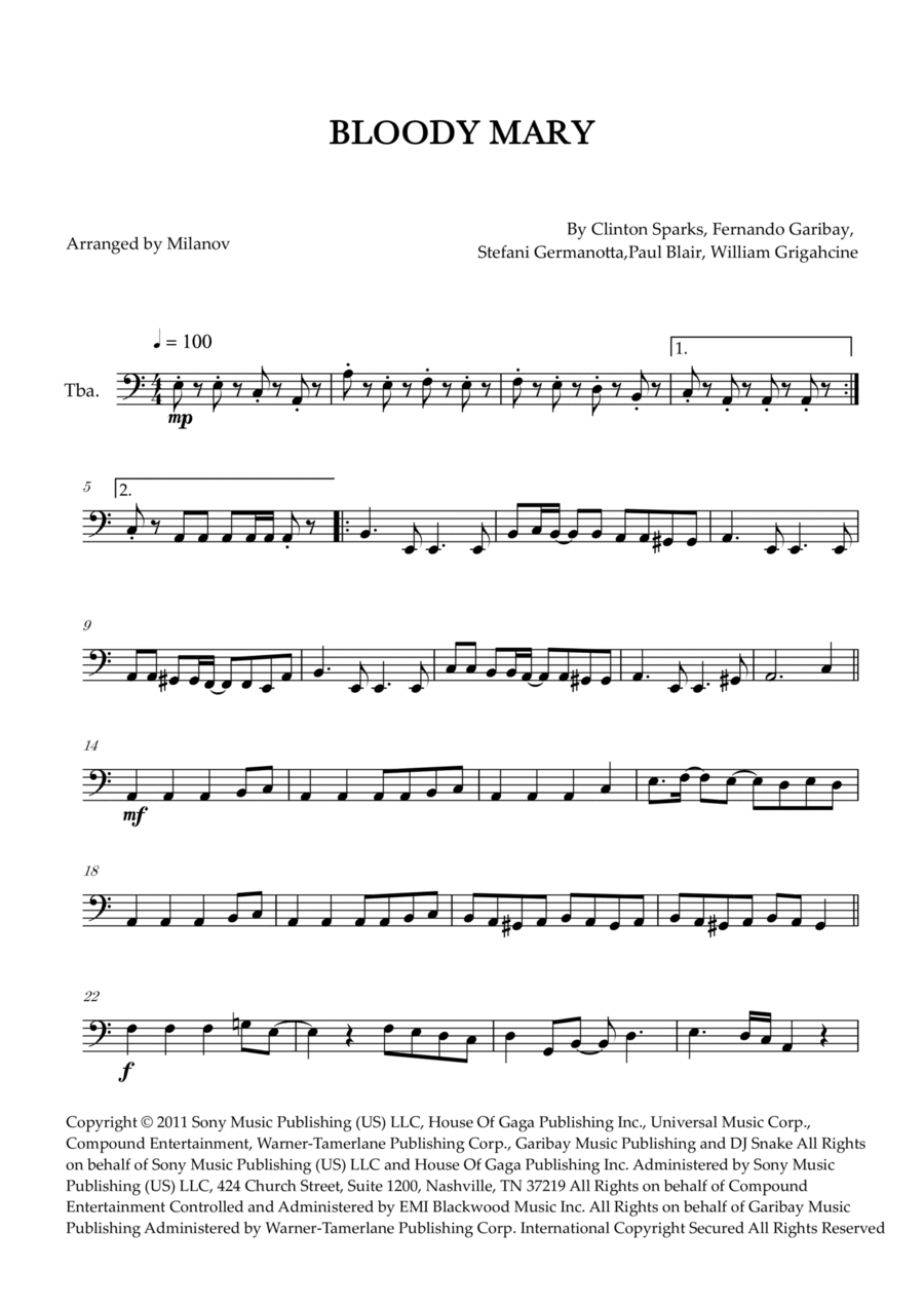 Bloody Mary Bloody Mary Tuba scores gallery preview page 1