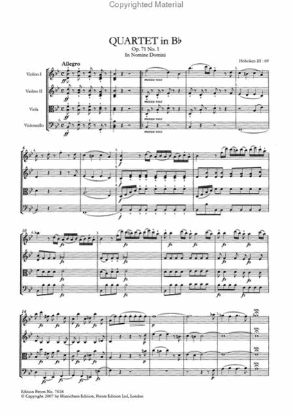 6 String Quartets Opp. 71 and 74