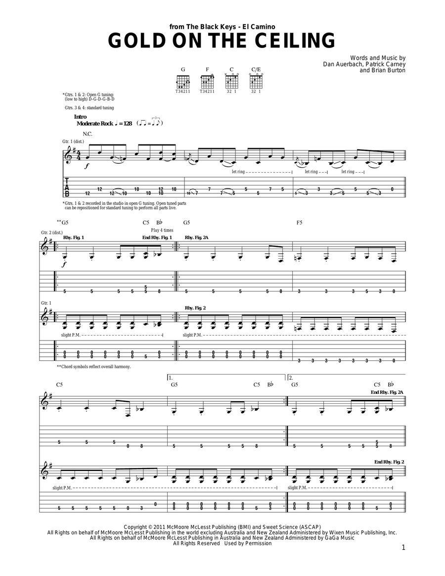 Gold On The Ceiling Acoustic Guitar scores gallery preview page 1