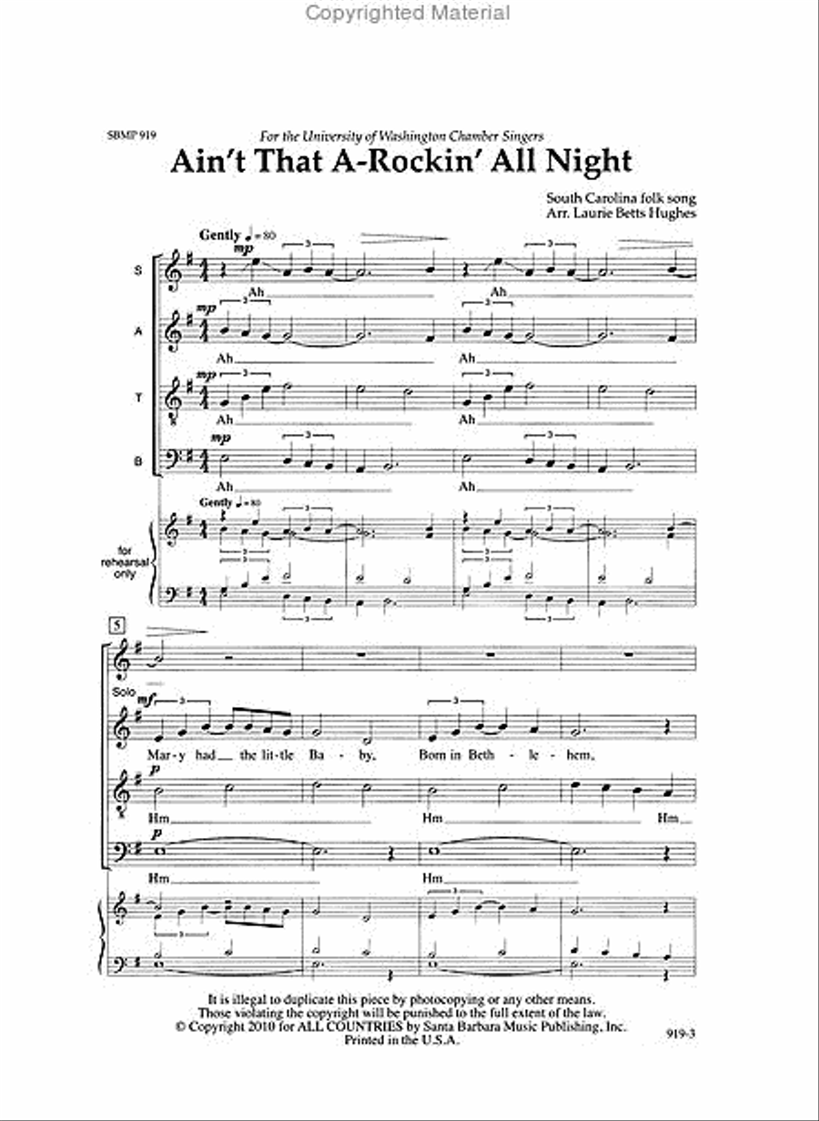 Ain't that A-Rockin' All Night - SATB Octavo 4-Part scores gallery preview page 2