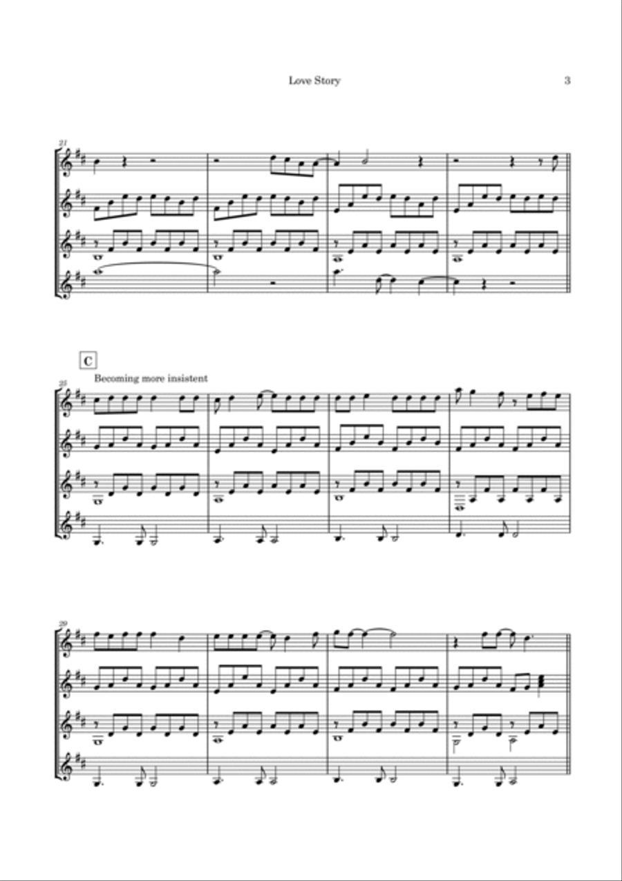 Love Story Guitar Ensemble scores gallery preview page 6