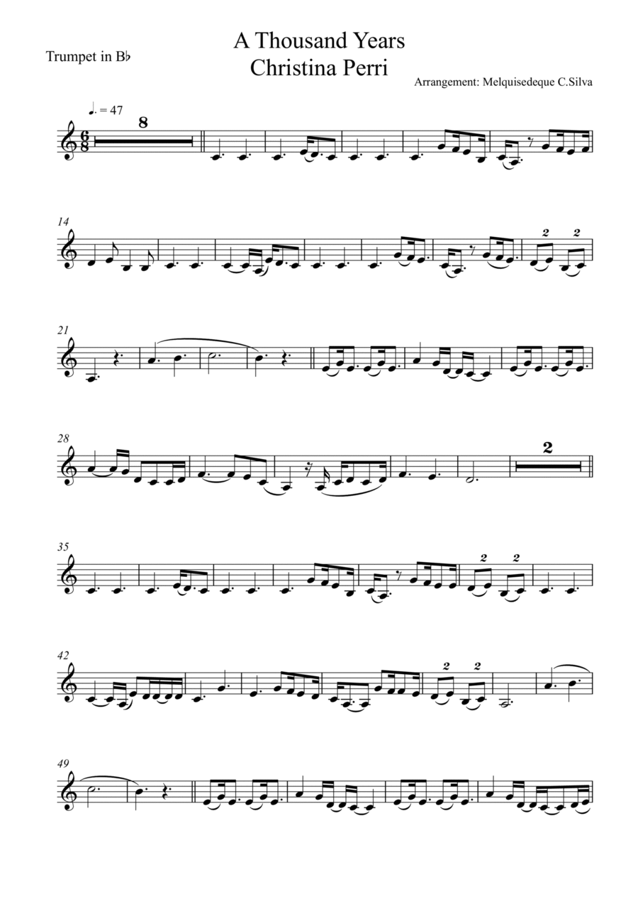 A Thousand Years Trumpet Solo scores gallery preview page 1