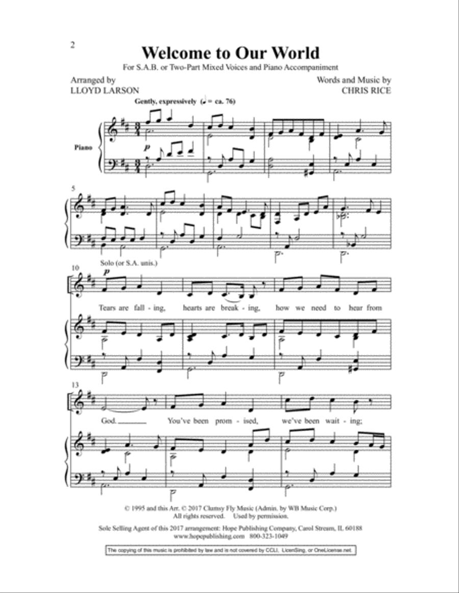 Welcome to Our World 3-Part scores gallery preview page 2