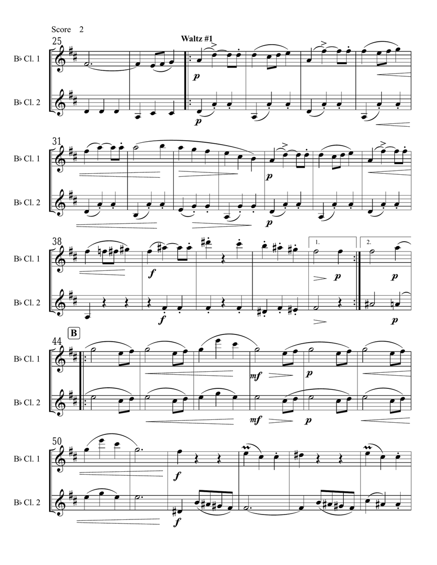 Antonin Dvorak - Prague Waltzes set for Clarinet Duet Clarinet Duet scores gallery preview page 3