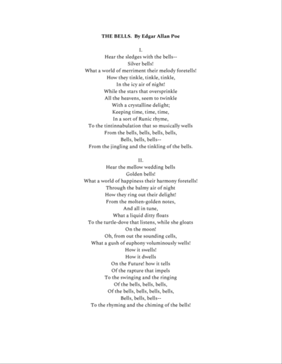 THE BELLS. For voice and piano. High voice. High Voice scores gallery preview page 5