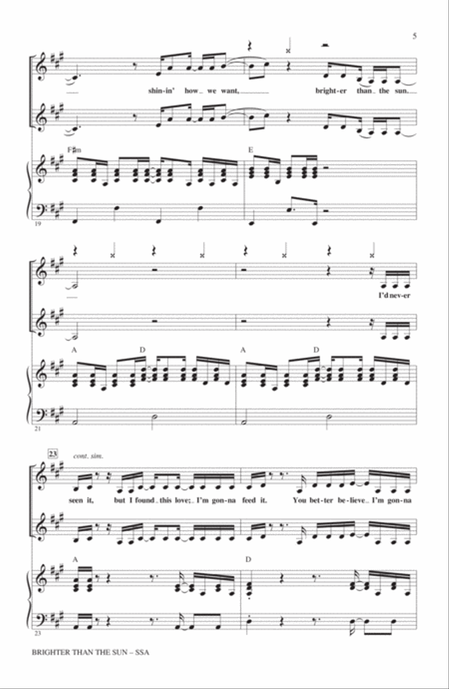 Brighter Than The Sun (arr. Alan Billingsley) SSA scores gallery preview page 4