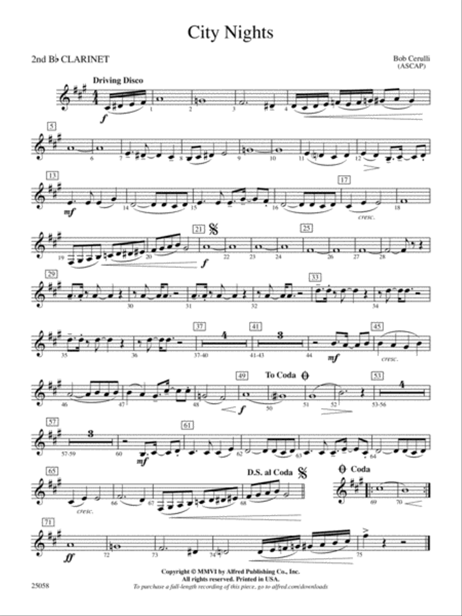 City Nights: 2nd B-flat Clarinet Full Orchestra scores gallery preview page 1