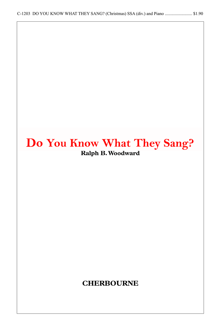 Do You Know What They Sang? SSA scores gallery preview page 1