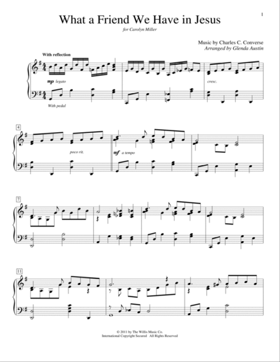 What A Friend We Have In Jesus Piano Method scores gallery preview page 1