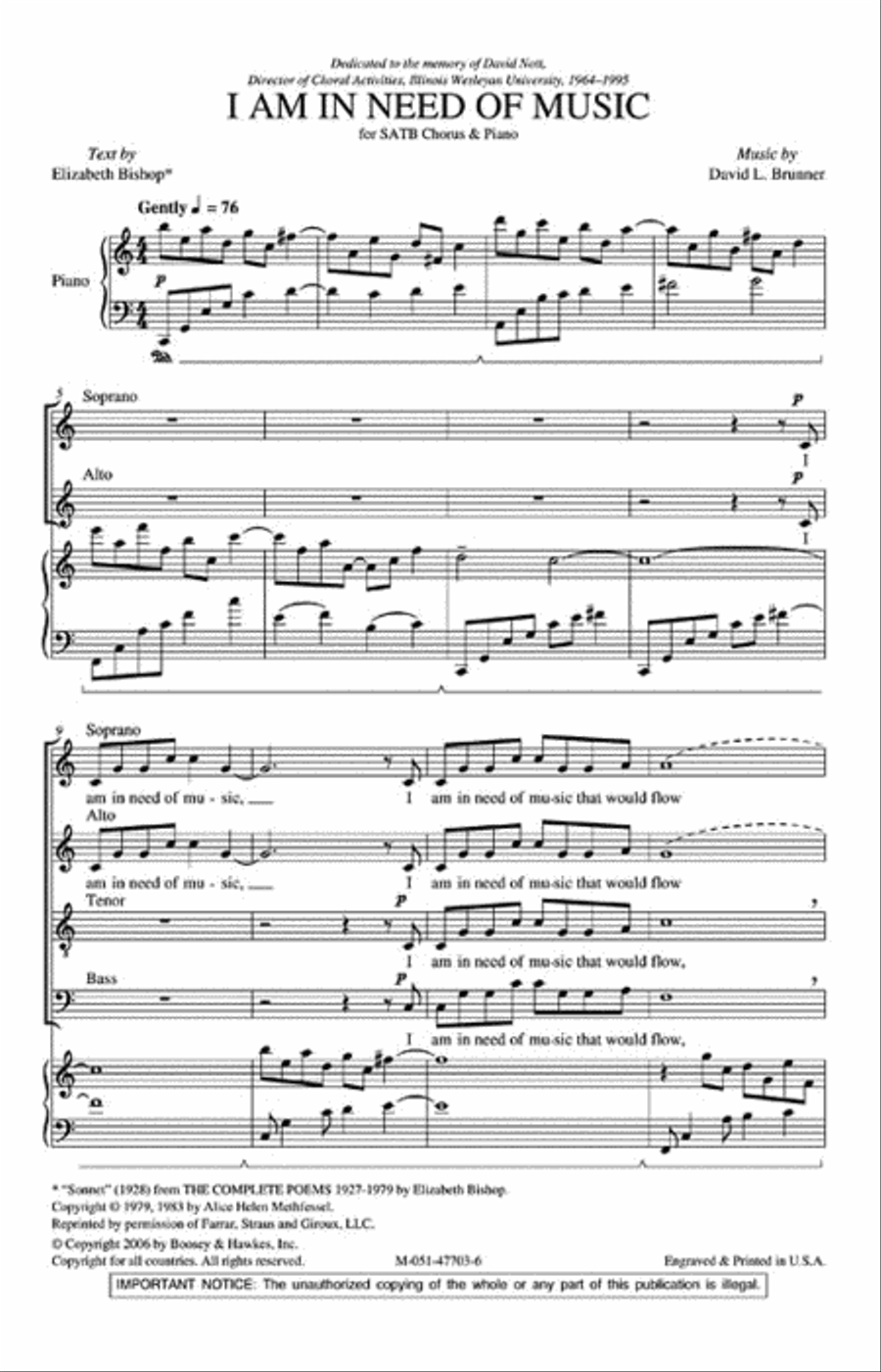 I Am in Need of Music 4-Part scores gallery preview page 2