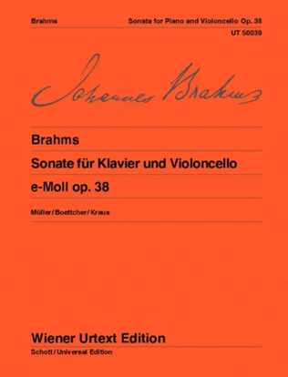 Book cover for Sonata for piano and violoncello, E minor, Op. 38