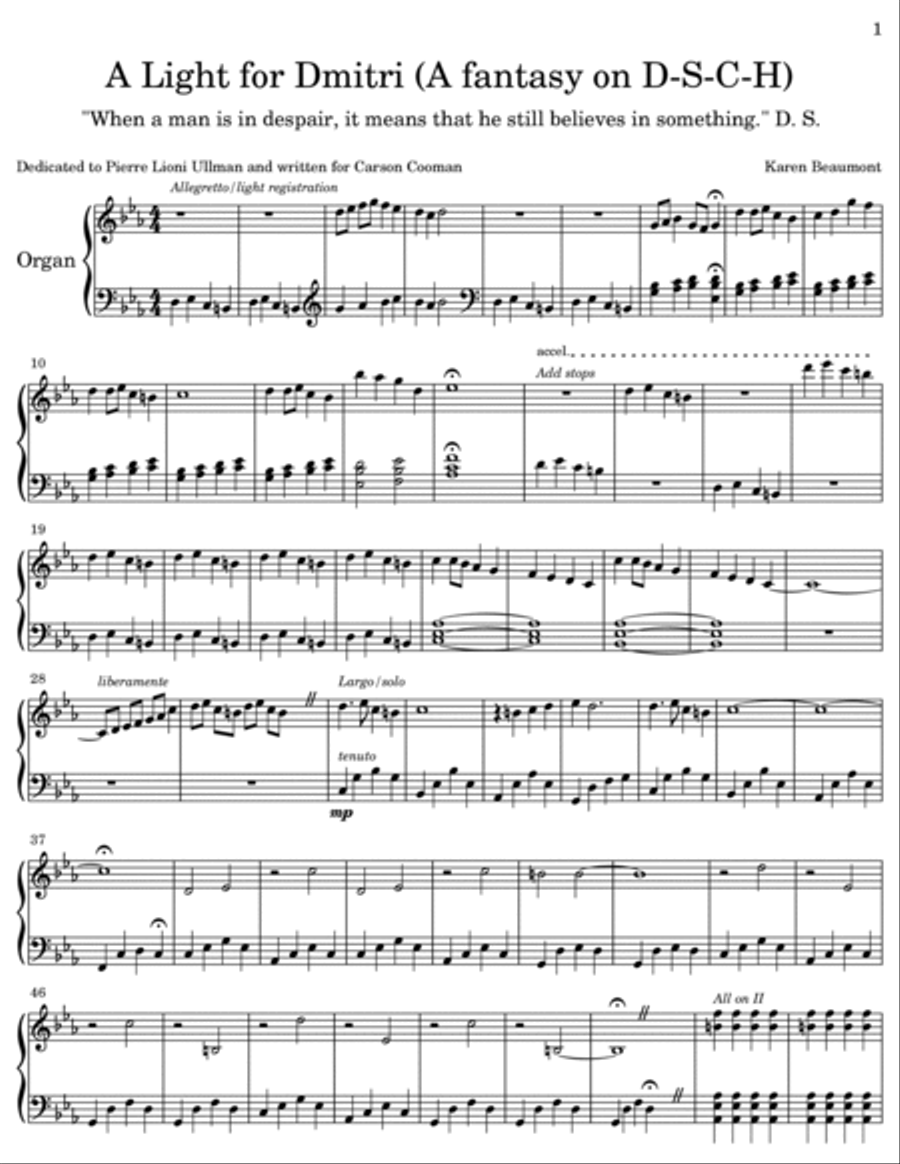 A Light for Dmitri (A fantasy on D-S-C-H) Organ Solo scores gallery preview page 2
