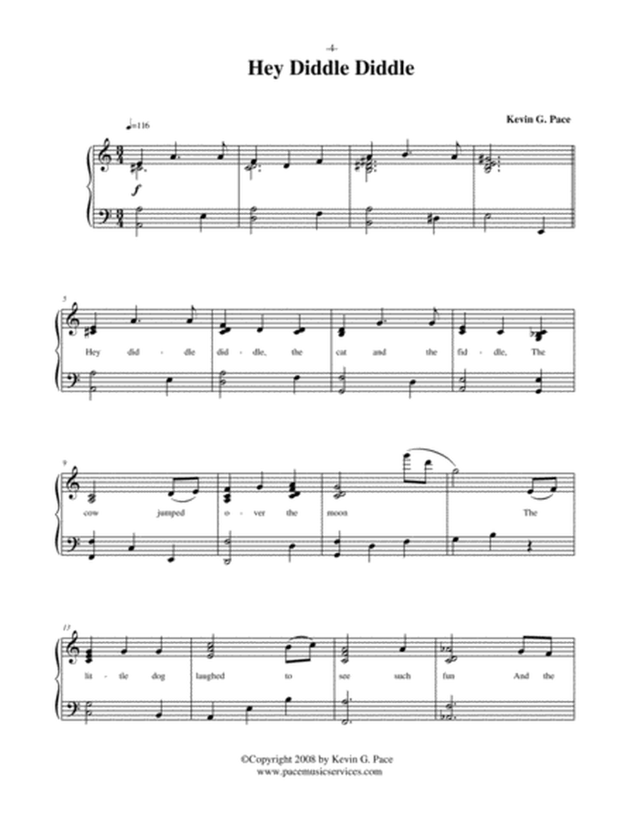 Hey Diddle Diddle - vocal solo, piano solo, or unison choir with piano accompaniment image number null
