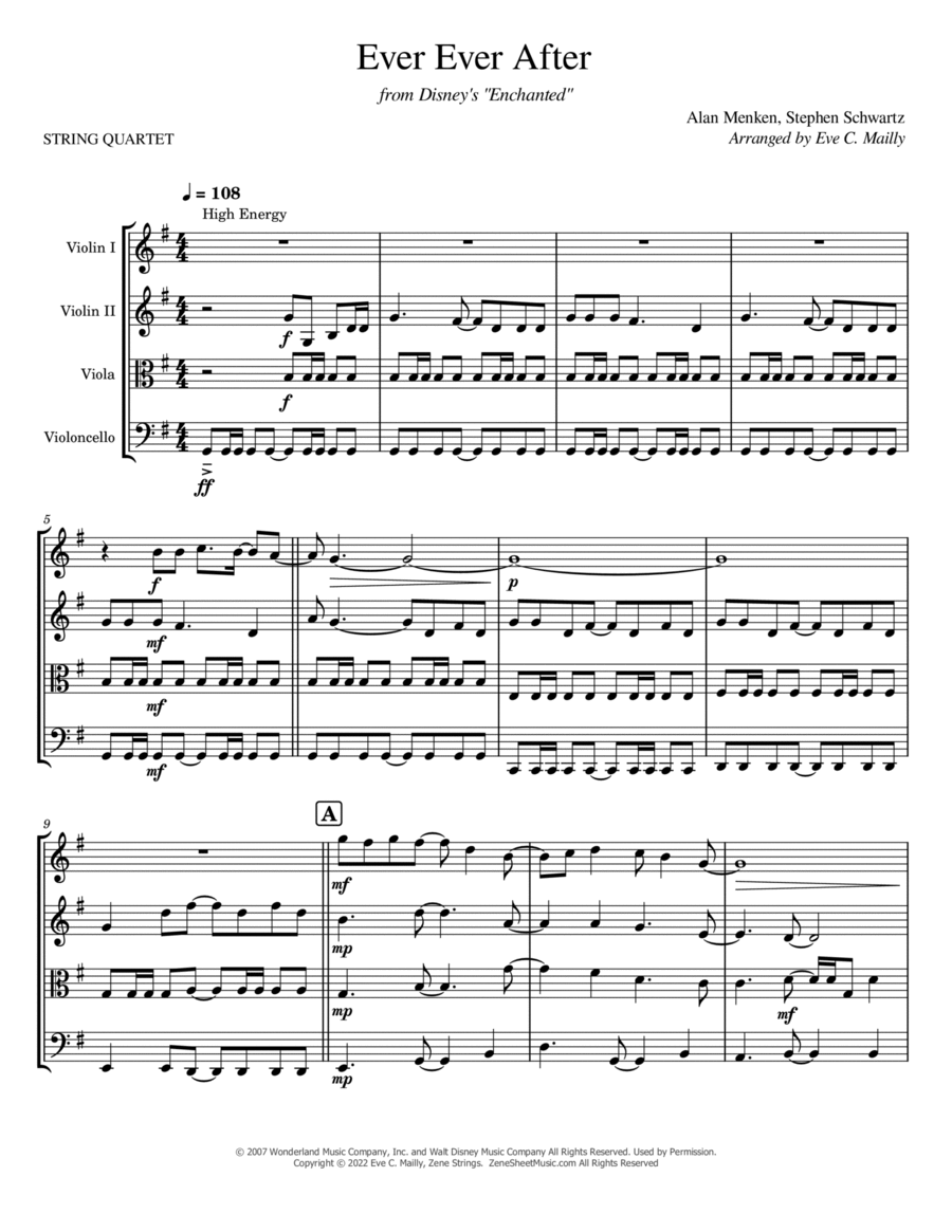 Ever Ever After String Quartet scores gallery preview page 1