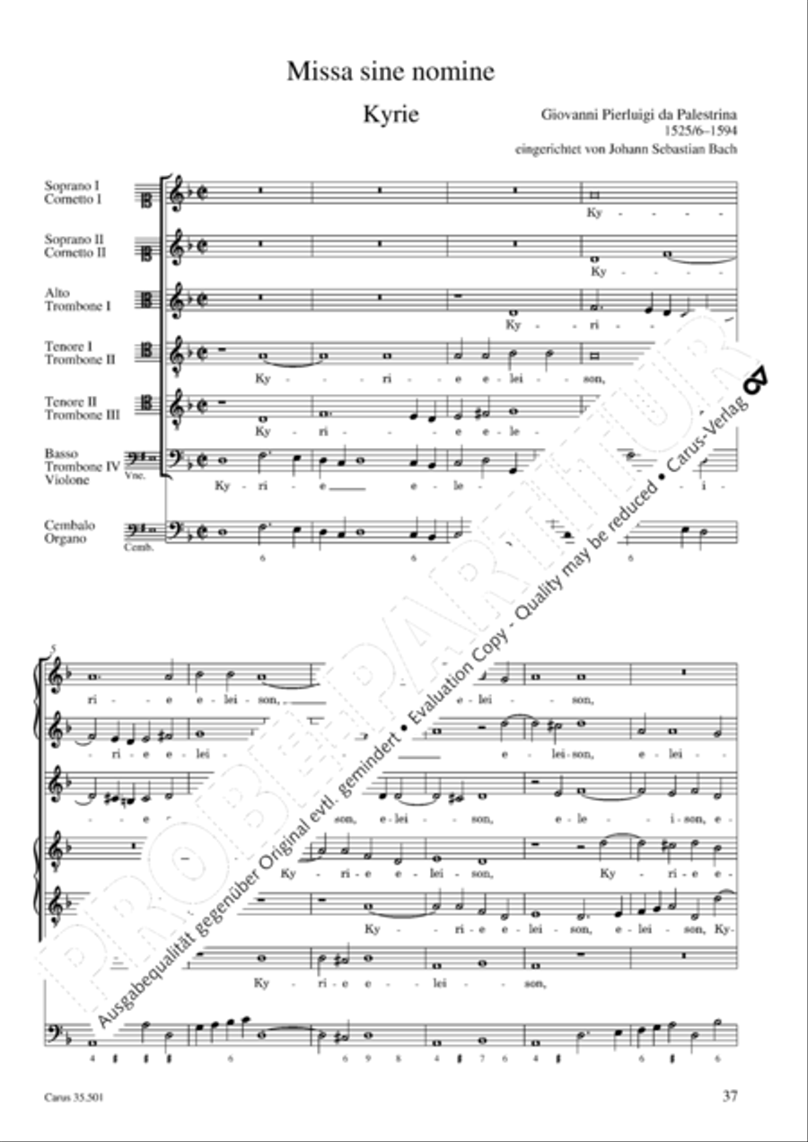 Palestrina: Masses and individual movements Score scores gallery preview page 52