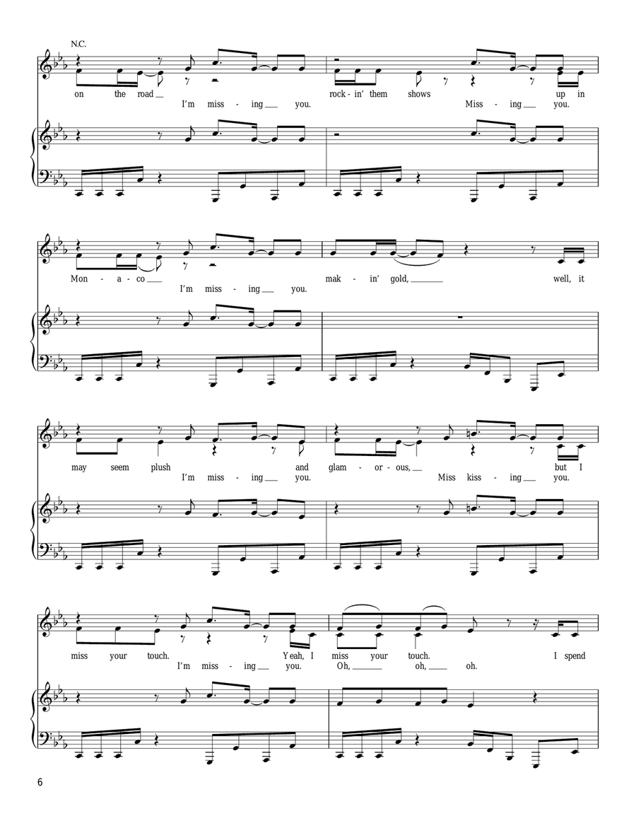 Missing You Piano, Vocal, Guitar scores gallery preview page 6