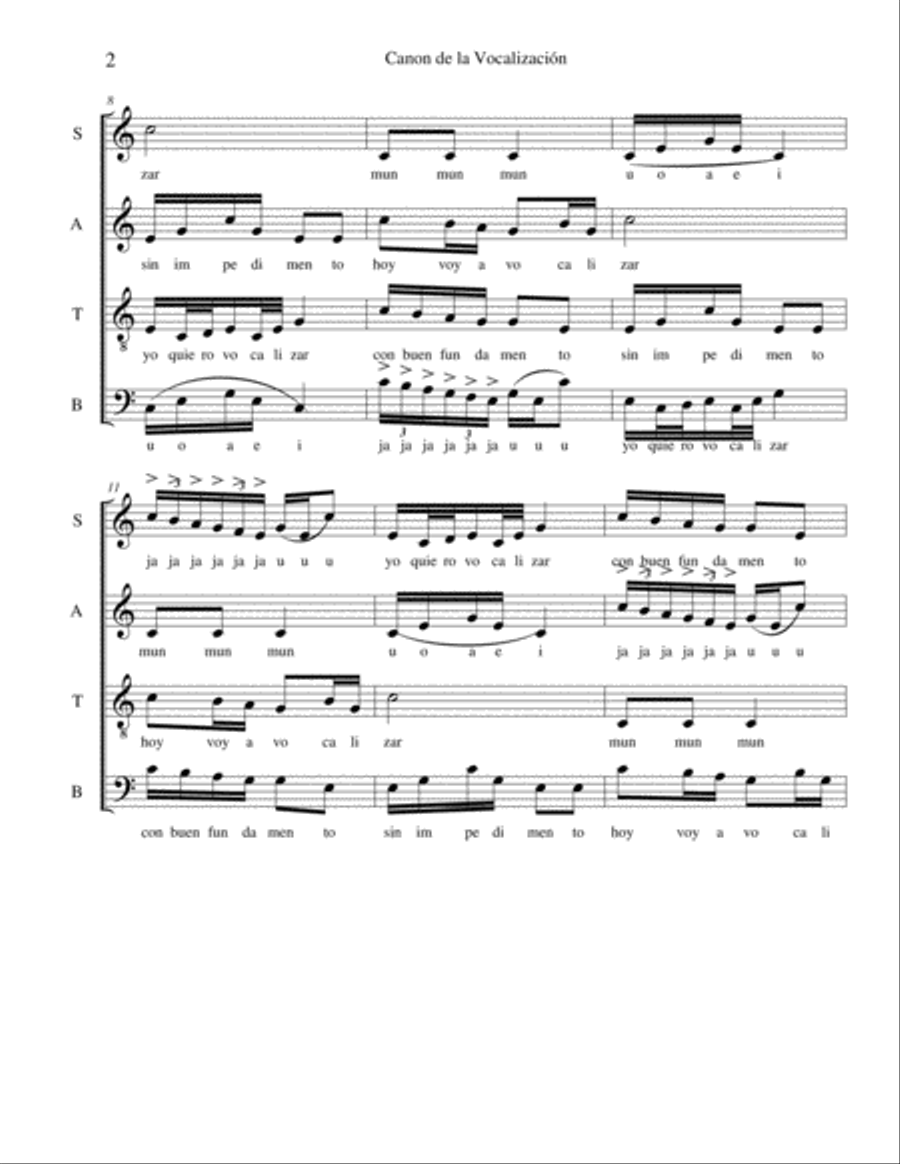 Canon de la vocalización Canon de la vocalización 4-Part scores gallery preview page 2
