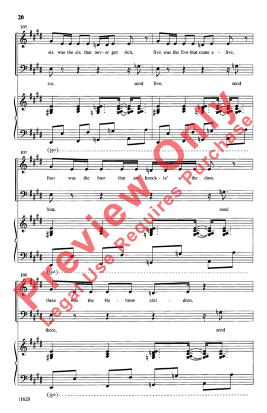 Children, Go Where I Send Thee 4-Part scores gallery preview page 20