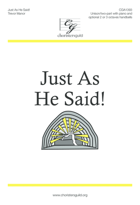 Book cover for Just As He Said