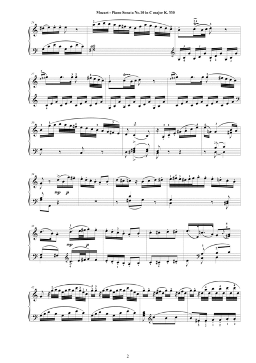 Mozart - Piano Sonata No.10 in C major K 330 - Complete score Piano Solo scores gallery preview page 2