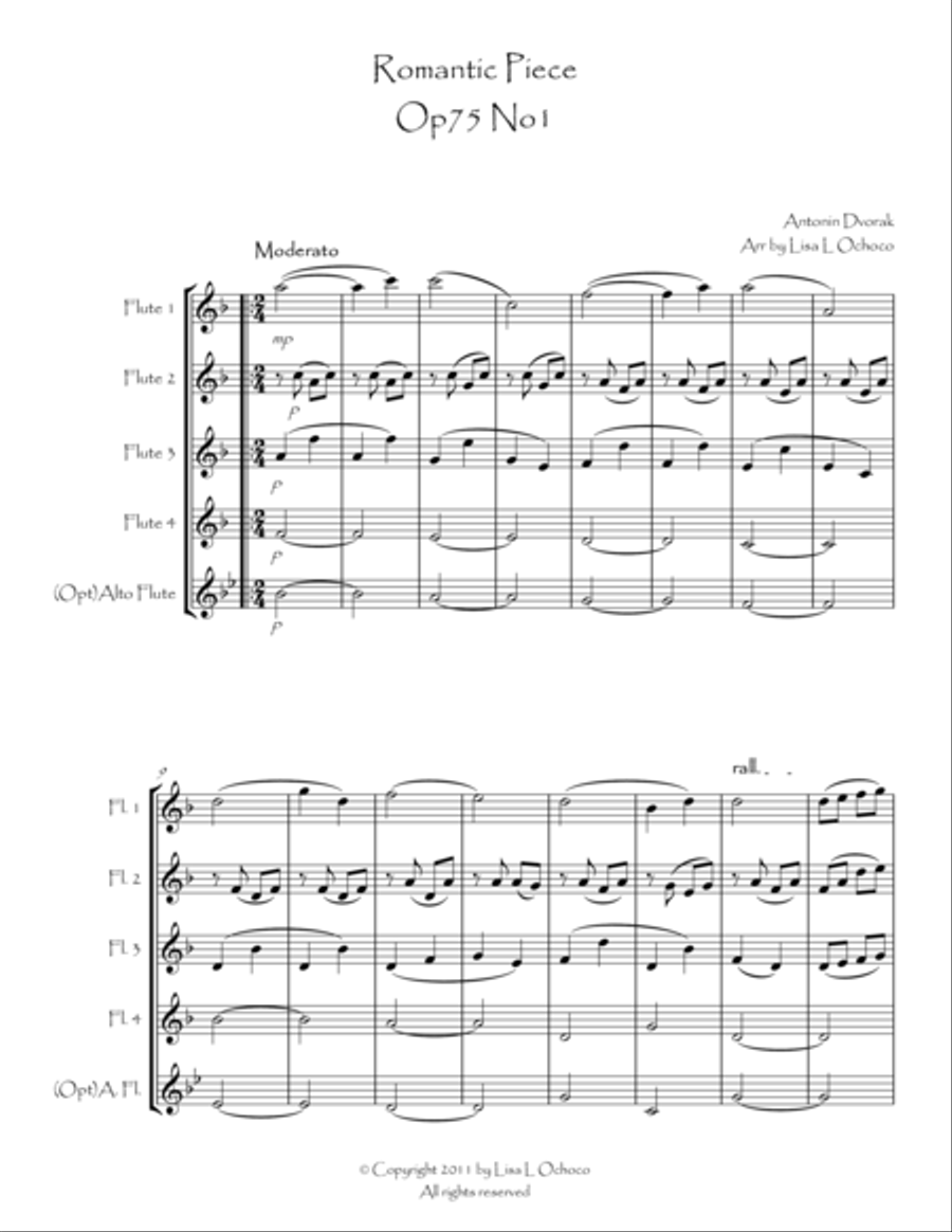 Romantic Piece Op75 No1 for Flute Quartet Flute Quartet scores gallery preview page 3