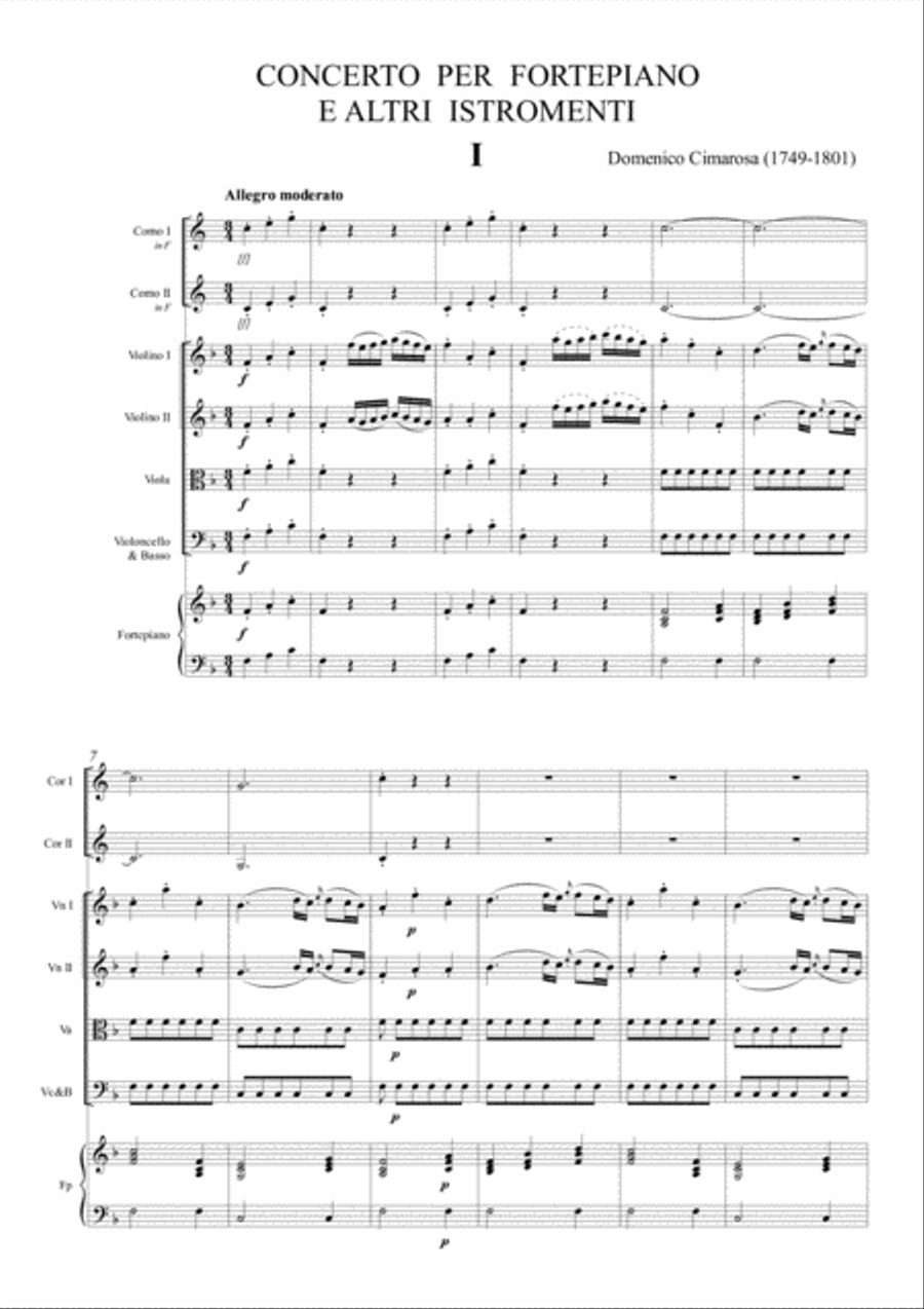 Concerto Per Fortepiano e Altri Stromenti Chamber Orchestra scores gallery preview page 2