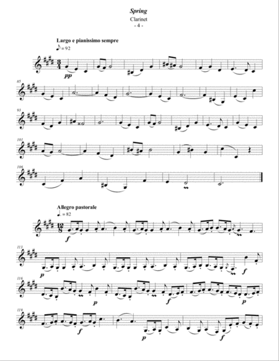 Vivaldi - The Four Seasons: Spring for Solo Clarinet Clarinet Solo scores gallery preview page 4