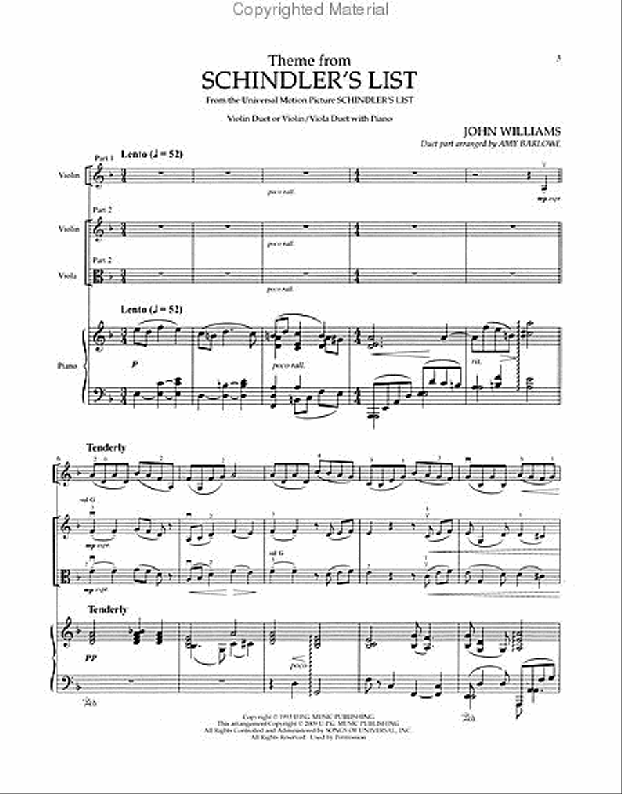 Theme from Schindler's List String Duet scores gallery preview page 2