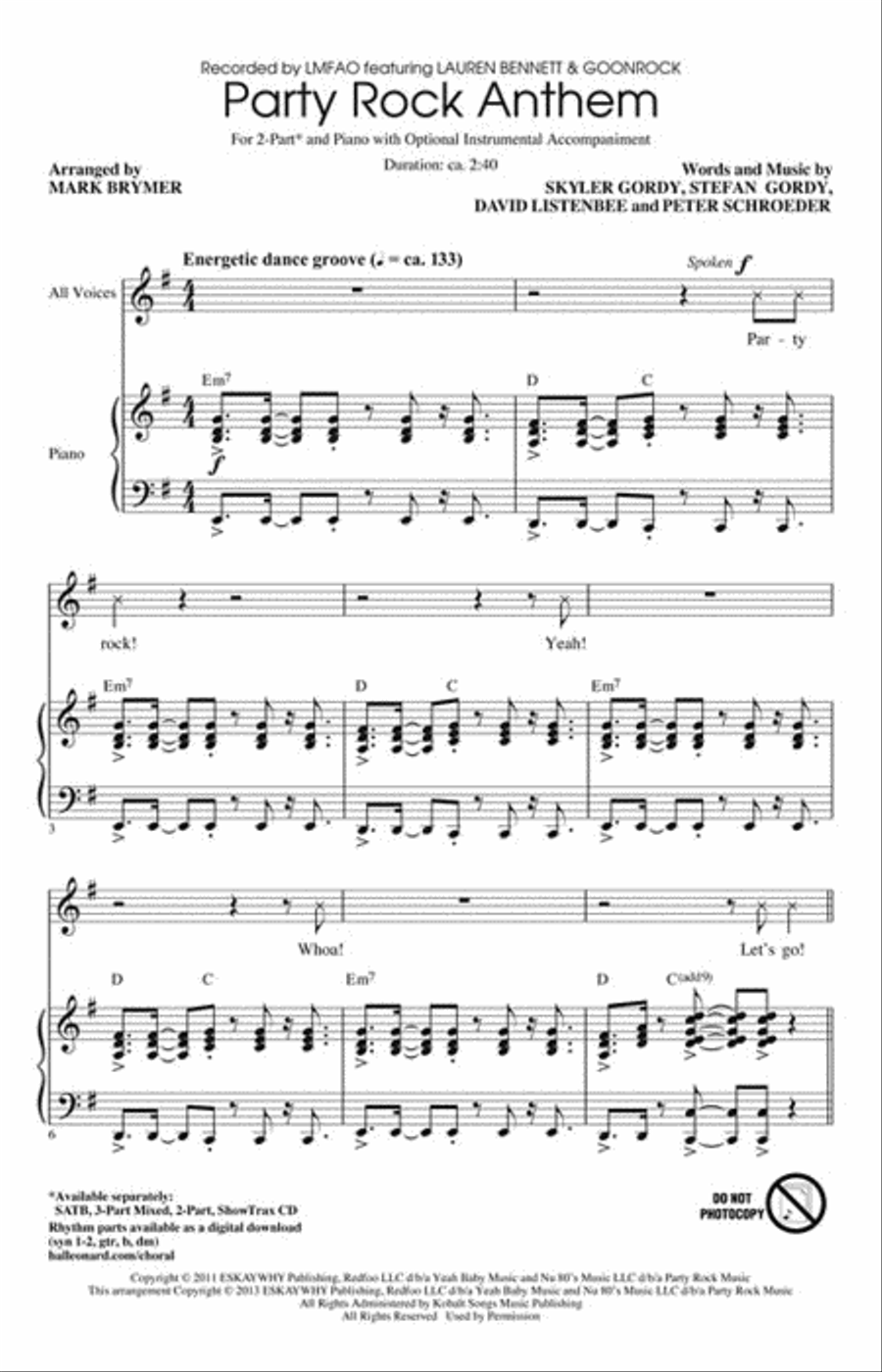 Party Rock Anthem 2-Part scores gallery preview page 2