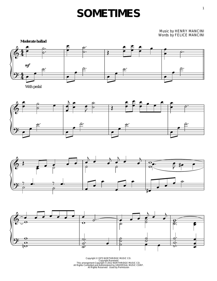 Sometimes Sometimes Piano Solo scores gallery preview page 1