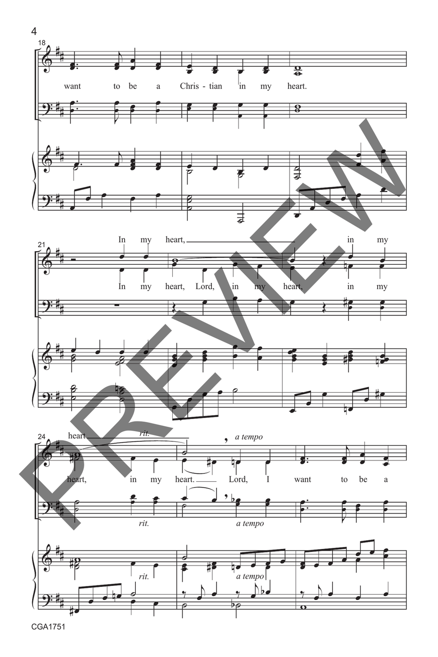 Lord, I Want to Be a Christian (with Kum Ba Yah) SAT(B) 4-Part scores gallery preview page 5