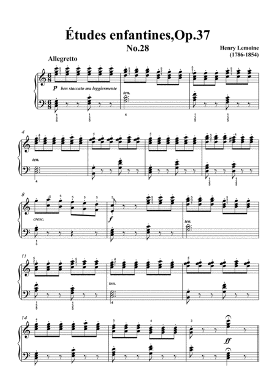 Lemoine-Études enfantines(Etudes) ,Op.37, No.28 Piano Method scores gallery preview page 3