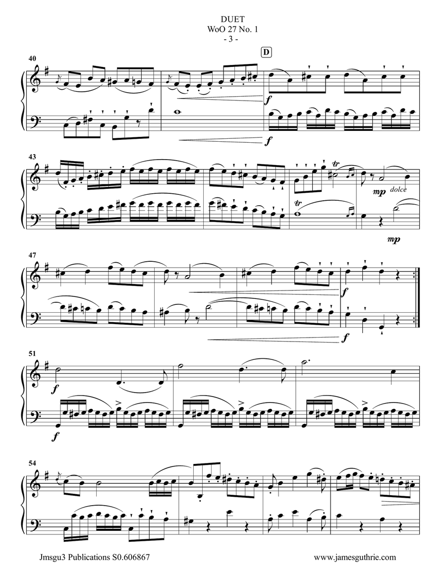 Beethoven: Duet WoO 27 No. 1 for French Horn & Cello Horn scores gallery preview page 3