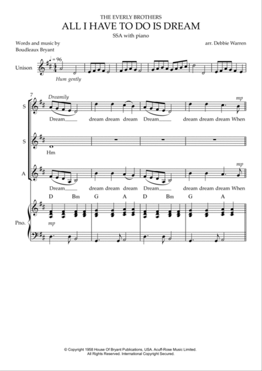 All I Have To Do Is Dream SSA scores gallery preview page 2