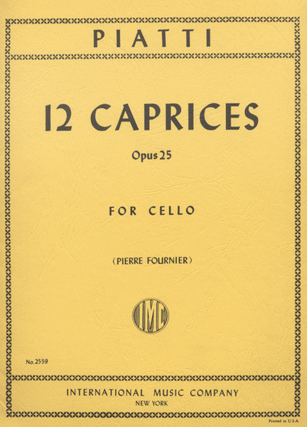 12 Caprices, Op. 25 by Alfredo C. Piatti Cello Solo - Sheet Music