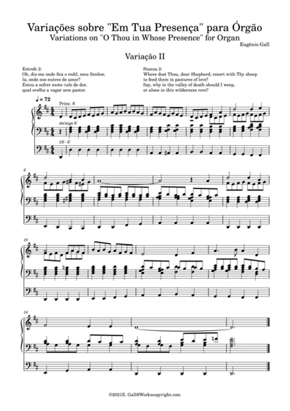 Variations on "O Thou in Whose Presence" for Organ (Variações sobre "Em Tua Presença" para Órgã image number null