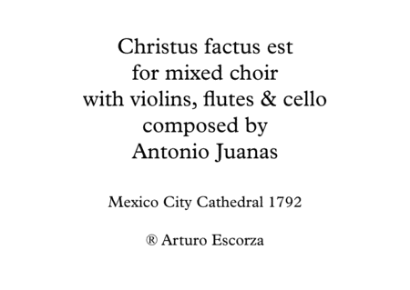 Christus factus est - Antonio Juanas - Mexican classical music image number null