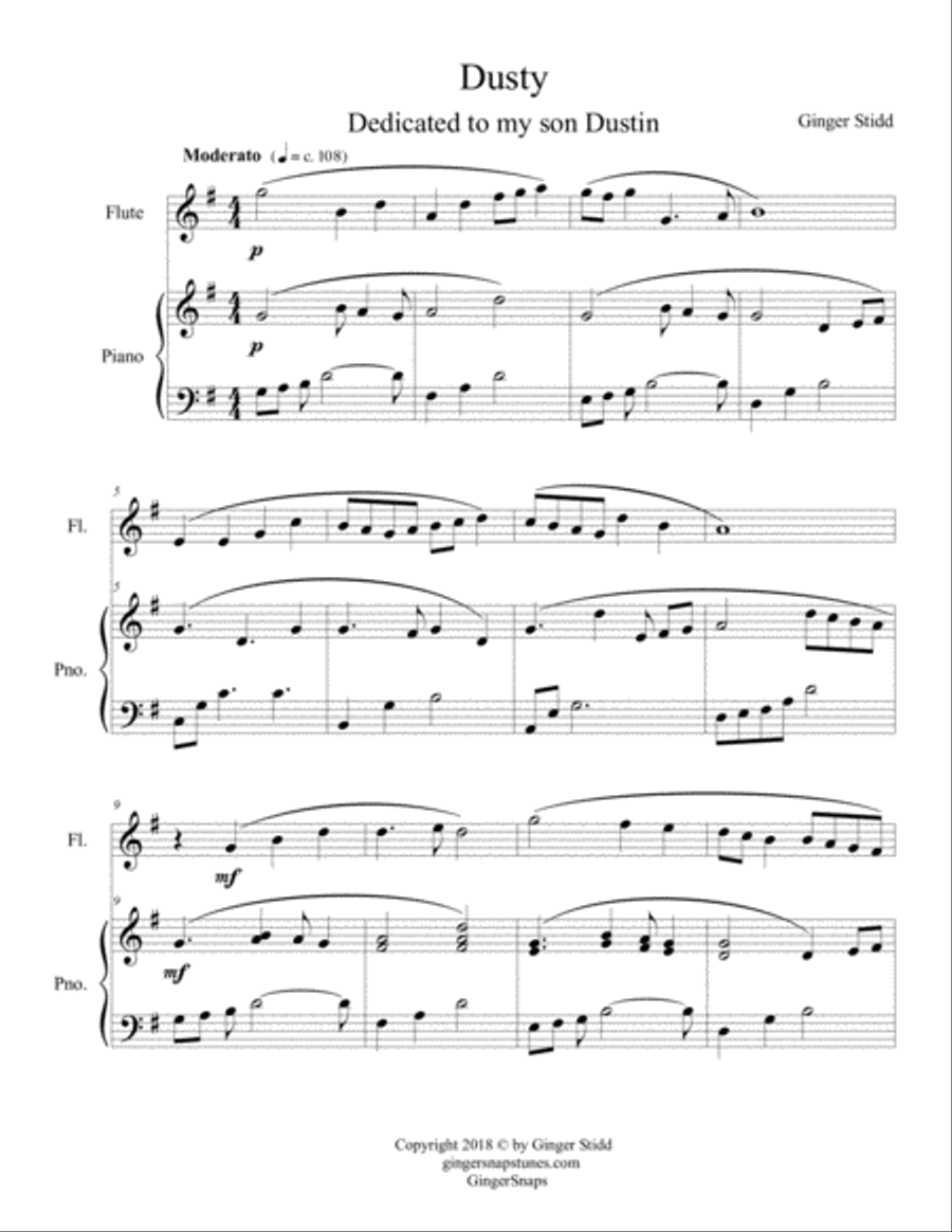 Dusty (Piano and Flute Duet) Flute Duet scores gallery preview page 1