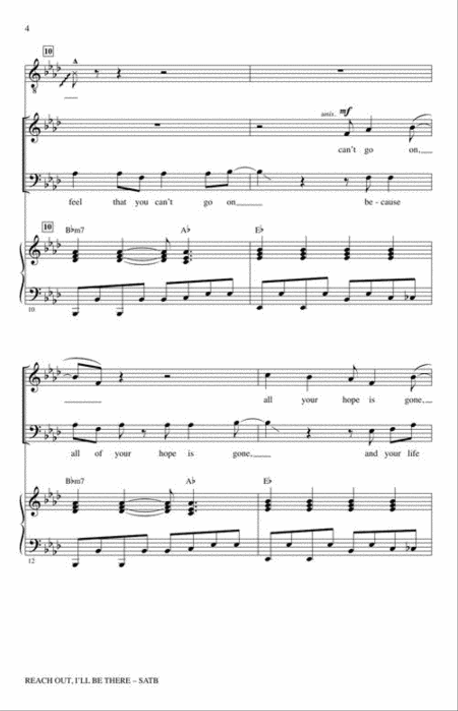 Reach Out I'll Be There 4-Part scores gallery preview page 4