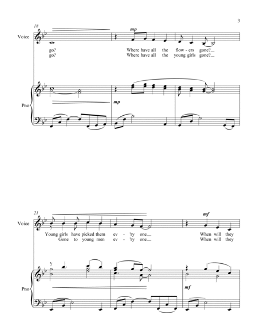 Where Have All The Flowers Gone? Unison Choir scores gallery preview page 3