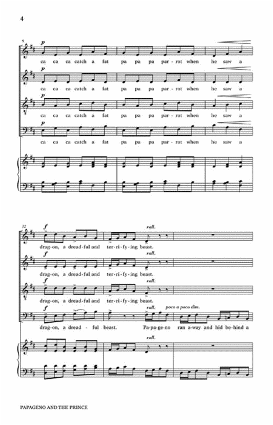 Papageno and the Prince 4-Part scores gallery preview page 3