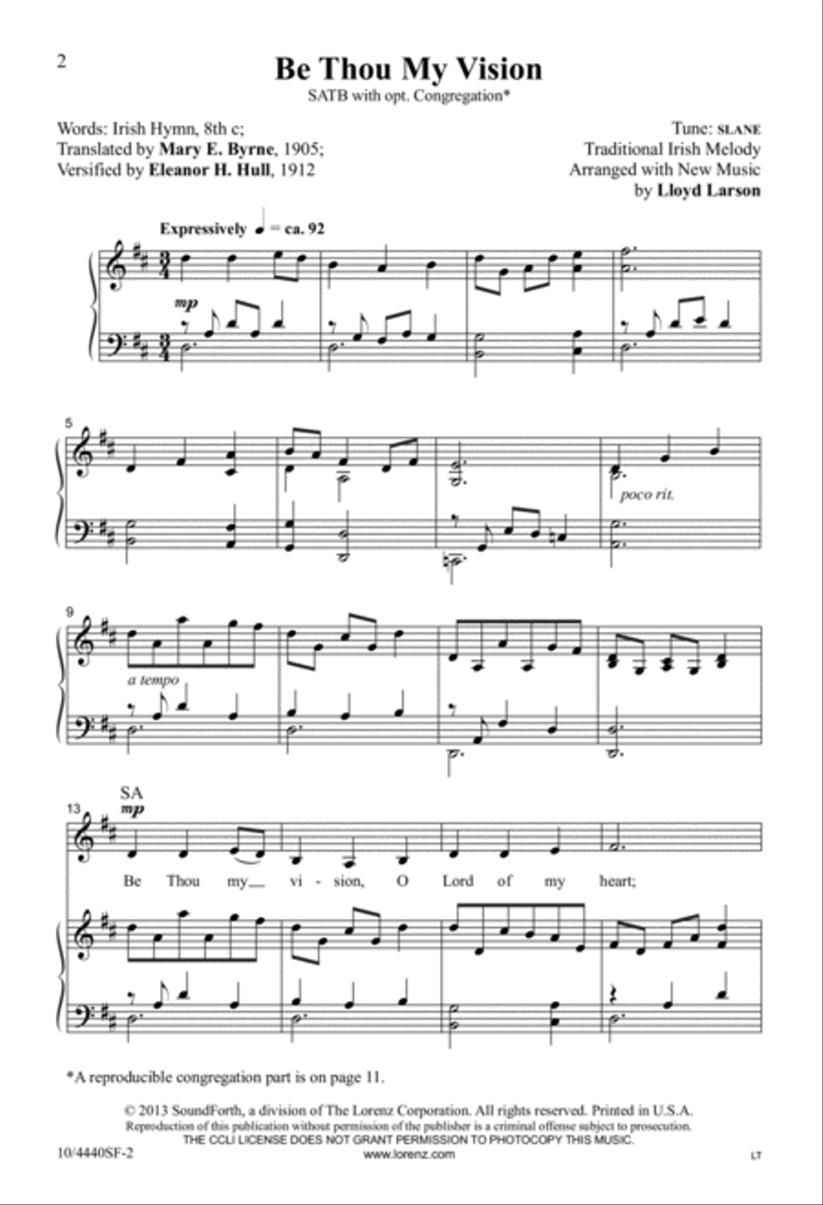 Be Thou My Vision 4-Part scores gallery preview page 2