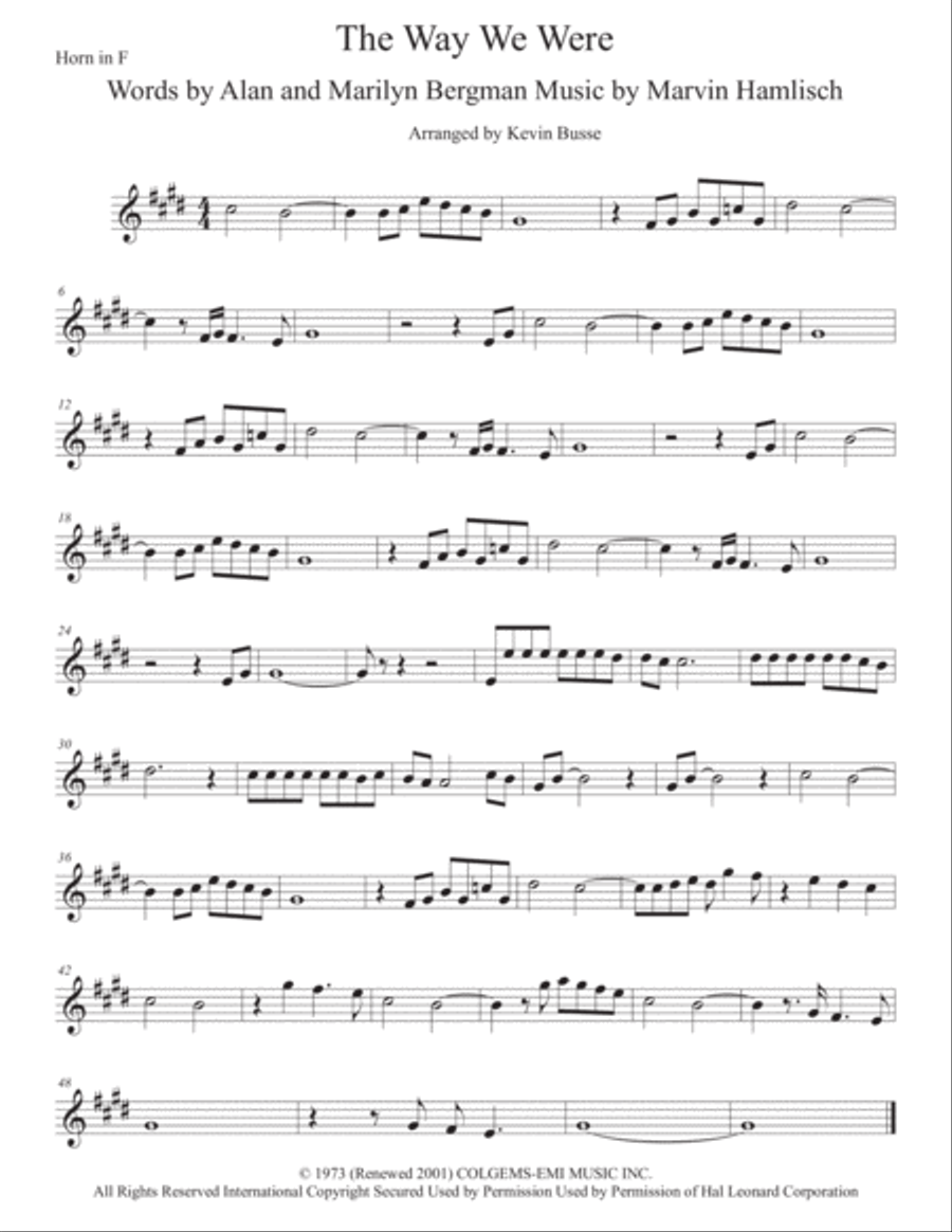 The Way We Were The Way We Were Horn Solo scores gallery preview page 1